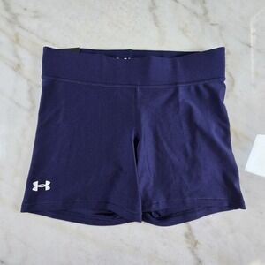 Under Armour HeatGear Compression Shorts Athletic Womens Large Navy Blue NWT